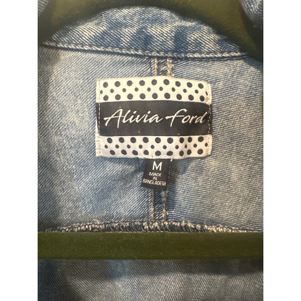 Alivia Ford Womens Distressed Acid Wash Denim boho Jacket Blue Size Medium read - Picture 4 of 10